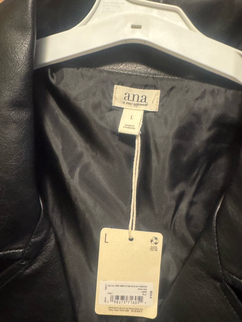 a.n.a Black Faux Leather Women's Jacket with Smooth Lining
